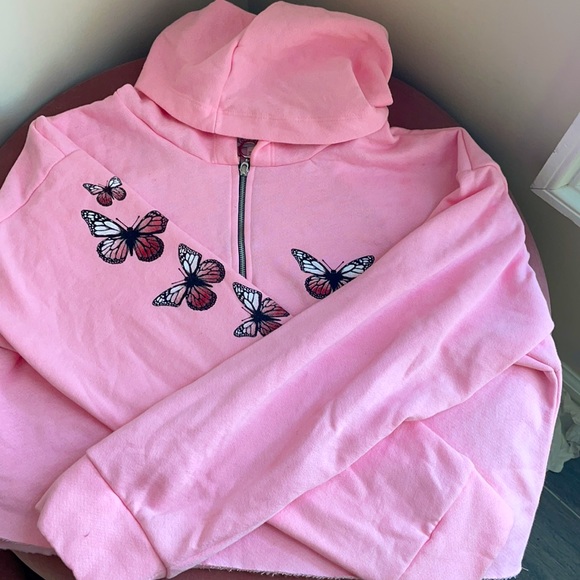 Pink Crop hoodie - Picture 3 of 14